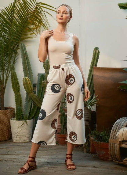 JADE BY JANE - LEOPARD PRINT 8-BALL CROP PANTS