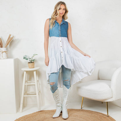 Young Threads - White Front-Open Asymmetrical High Low Top
