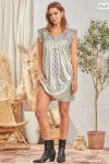 The Curvy Silver Embroidered Shimmery Iridescent Dress