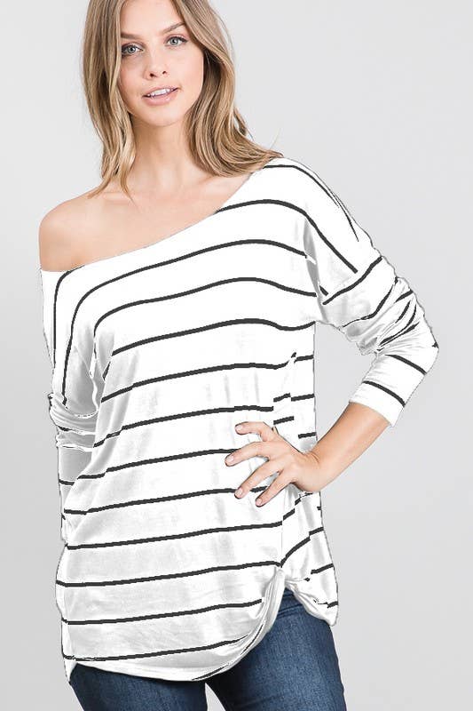 Heimish Stripe Top: IVORY/BLACK