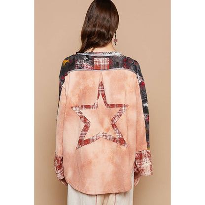 The Star Patch Plaid Contrast Top