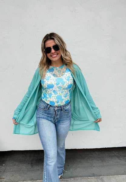 BLAKELEY - PINK VINTAGE FLORAL MESH TOPS
