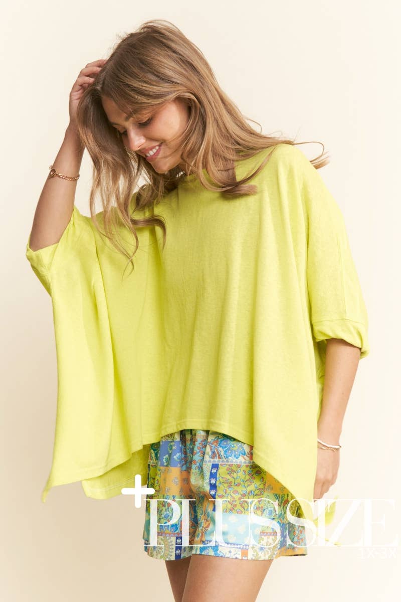 Neon Lime- Oversized Poncho Tee