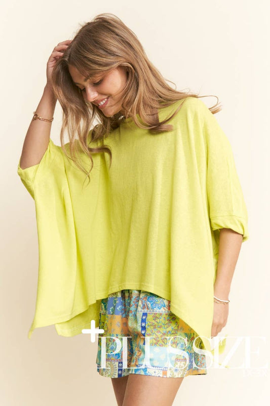 Neon Lime- Oversized Poncho Tee