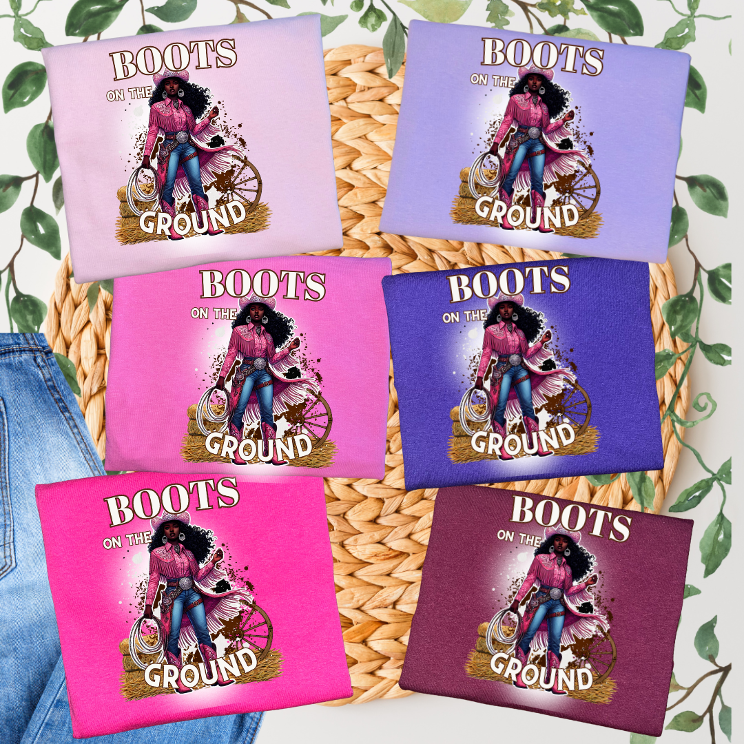 Duck Creations -PINK Boots on the Ground Graphic T-shirt  