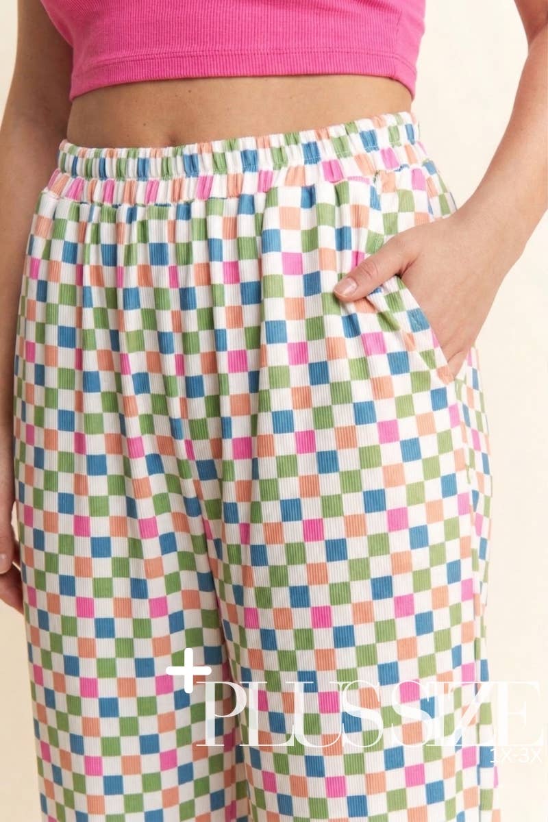 J.NNA - Retro Checkered Print Pants