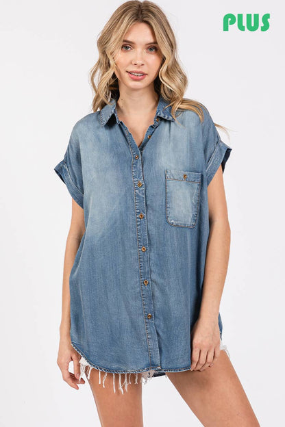 Washed Roll Up Soft Denim Shirt