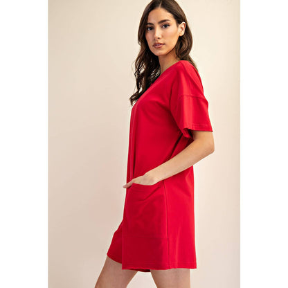 Rae Mode - RED COTTON LYCRA SUMMER ROMPER
