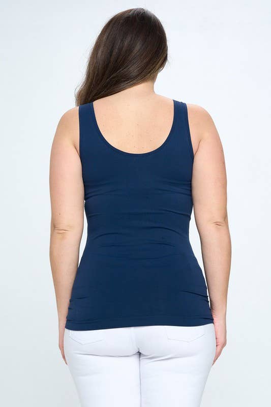 Yelete - Reversible V or U Neckline Seamless Tank Plus Size