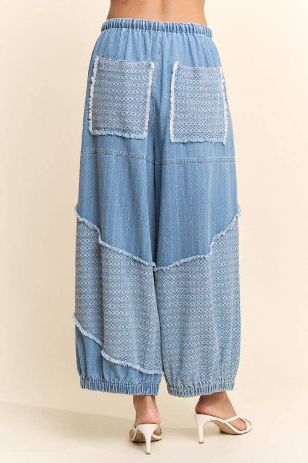 Davi & Dani - DENIM FLOWER PATCHWORK PANTS