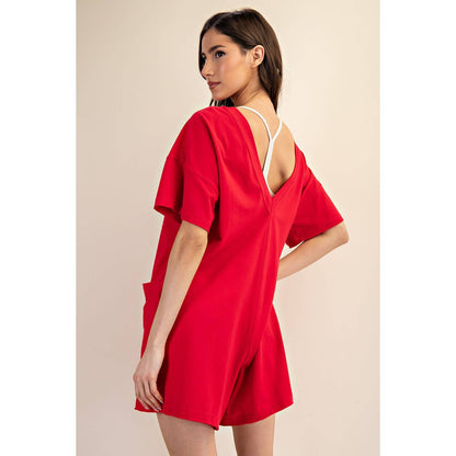 Rae Mode - RED COTTON LYCRA SUMMER ROMPER