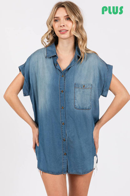 Washed Roll Up Soft Denim Shirt