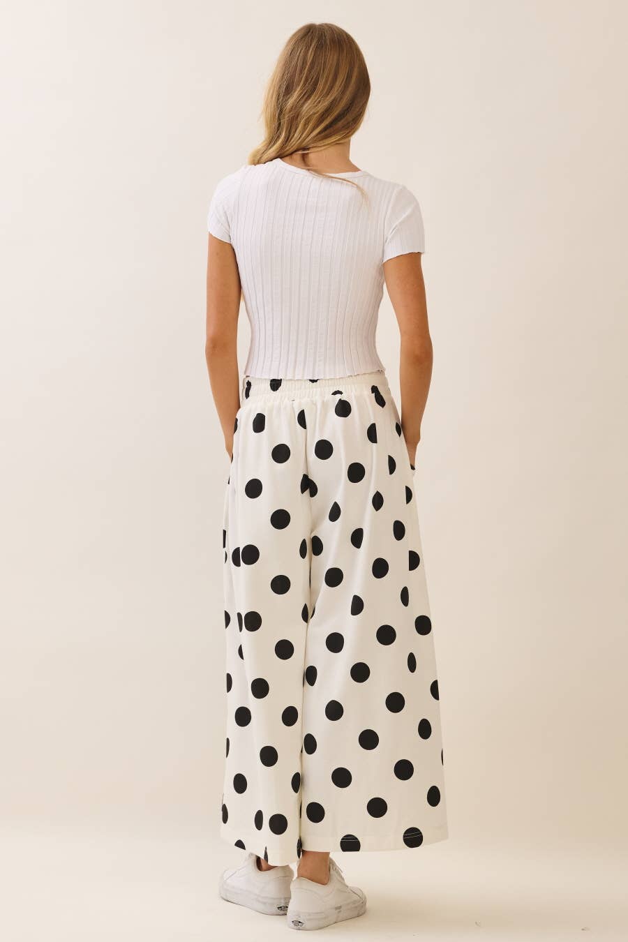Oddi - White Polka Dot Pull-on Pants