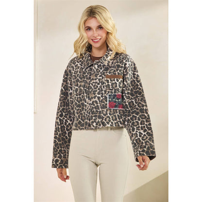 The Gennie Rose Garden Leopard Denim Jacket