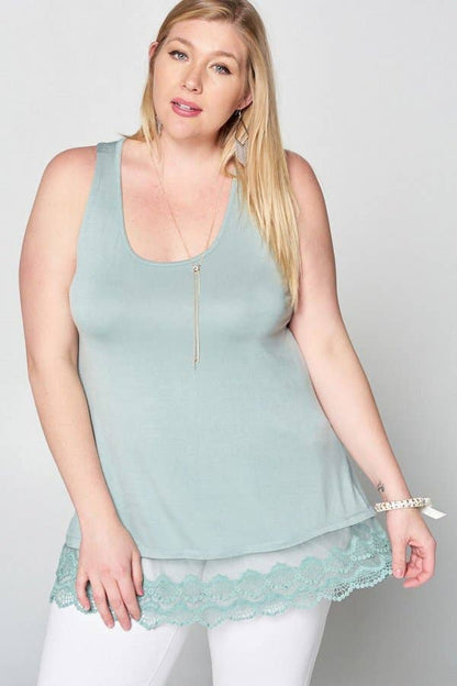 Apple Green Lace Extender Tunic Top