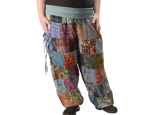 Gypsy Rose - Cotton Print Patchwork Yoga Waistband Harem Pants