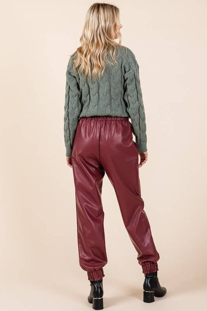 Faux Leather Jogger Pants