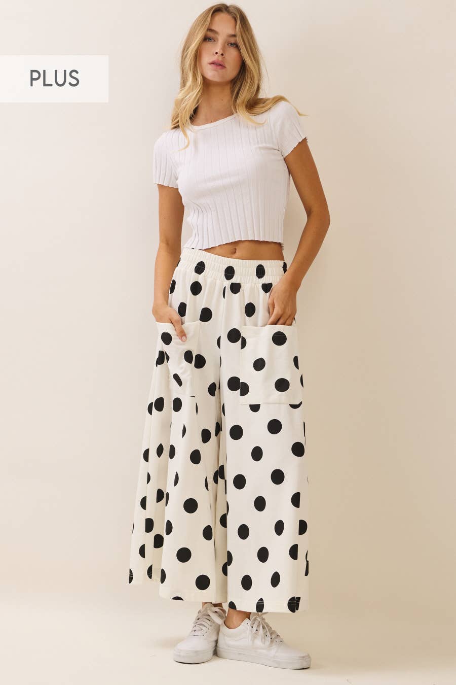 Oddi - White Polka Dot Pull-on Pants