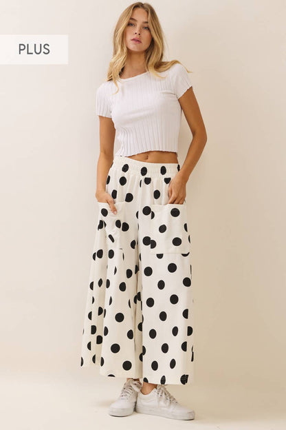 Oddi - White Polka Dot Pull-on Pants