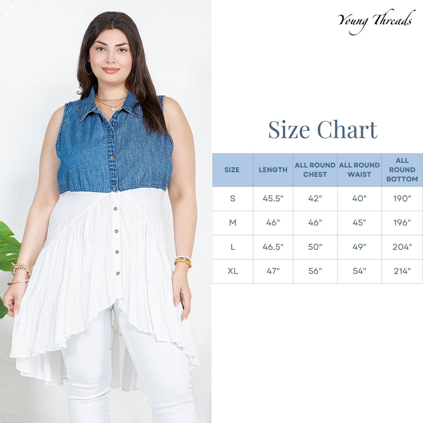 Young Threads - White Front-Open Asymmetrical High Low Top