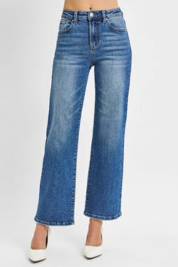 Curvy MEDIUM HIGH-RISE ANKLE STRAIGHT RELAXED JEANS