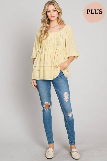 Heyson - EGGNOG CONVERTIBLE CROCHET BABYDOLL BLOUSE