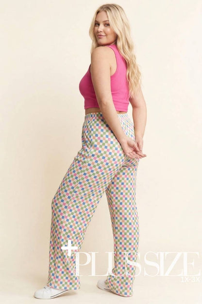 J.NNA - Retro Checkered Print Pants