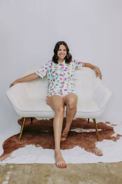 Light Me Up Satin Pajamas Shorts Set