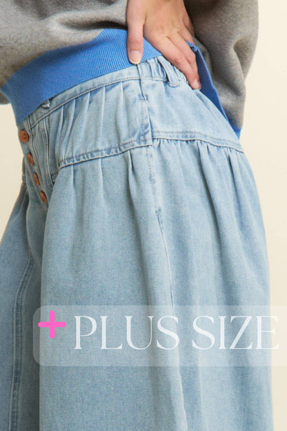 J.NNA -~  LIGHT DENIM CAPRI WIDE JEANS