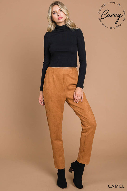 Camel Faux Suede Chic Contemporary Pants