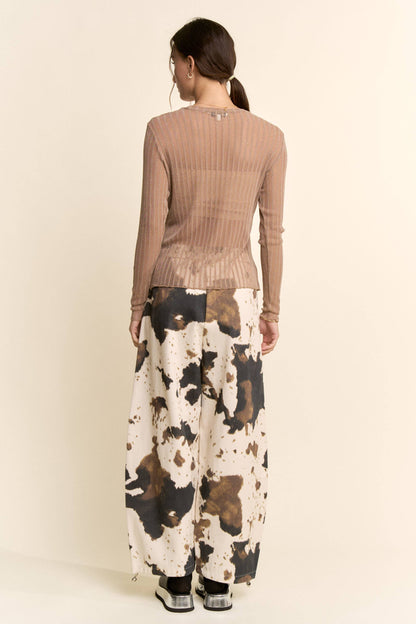 Davi & Dani-TIE-DYE WIDE-LEG DRAWSTRING-HEM PANTS