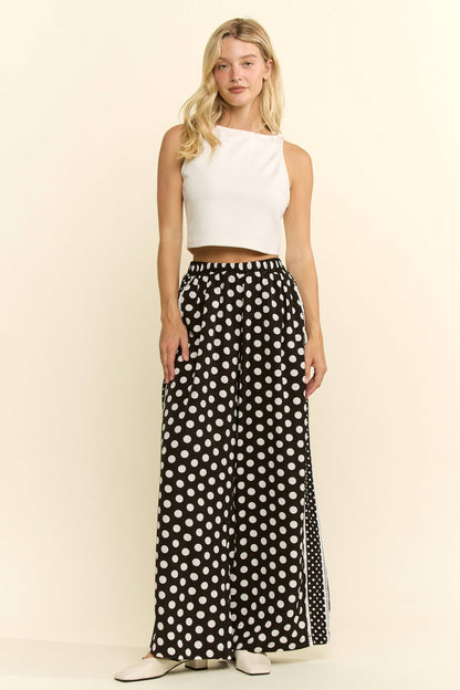 JADE BY JANE-CONTRAST POLKA- DOT SIDE PANEL PANTS