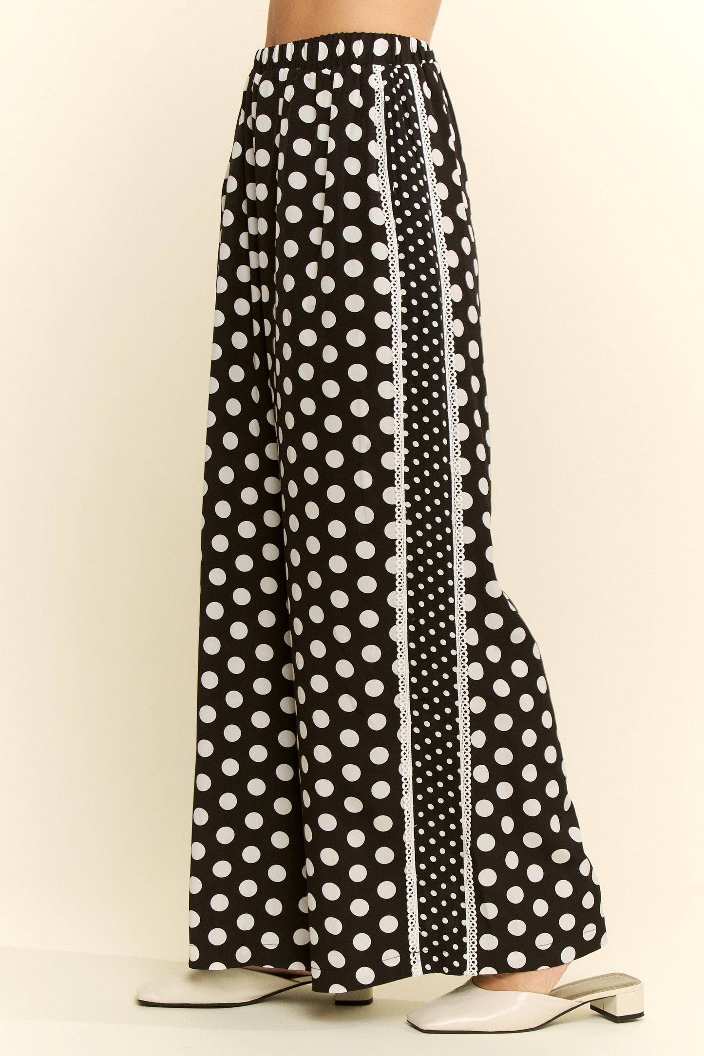 JADE BY JANE-CONTRAST POLKA- DOT SIDE PANEL PANTS