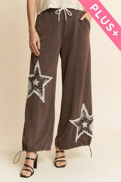 THE CURVY DENIM STAR PATCHWORK PANTS