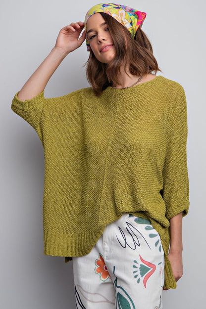 Green Tea-Dolman Sleeve It's A Breeze Knit Top