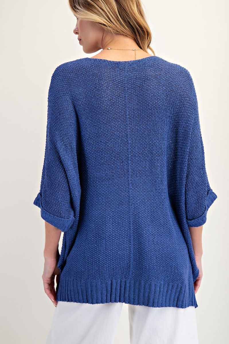 Royal Blue-Dolman Sleeve It's A Breeze Knit Top