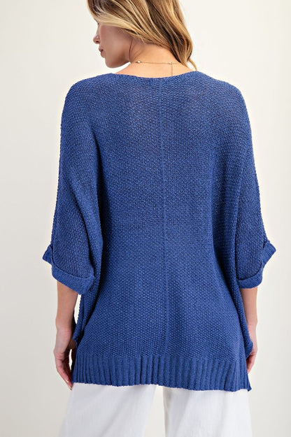 Royal Blue-Dolman Sleeve It's A Breeze Knit Top