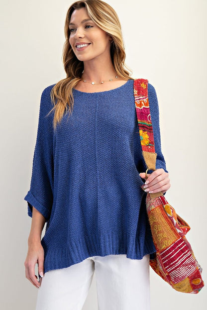 Royal Blue-Dolman Sleeve It's A Breeze Knit Top