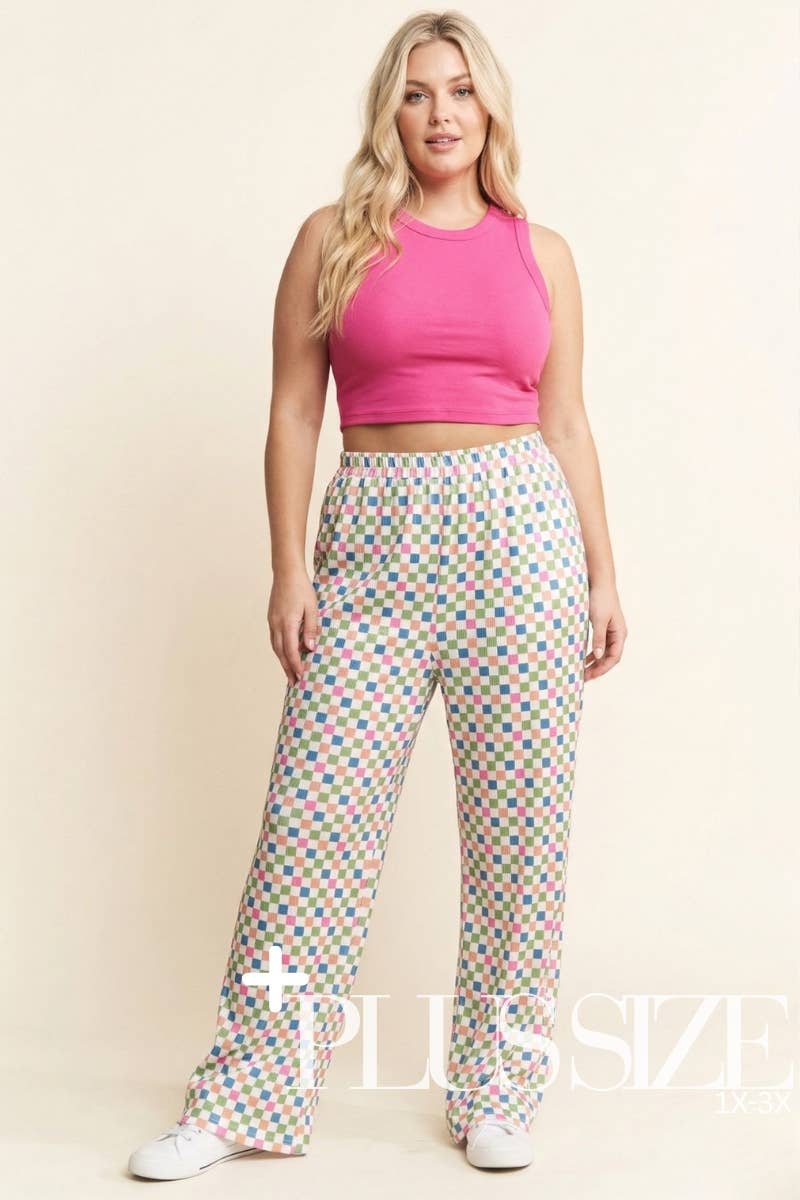 J.NNA - Retro Checkered Print Pants