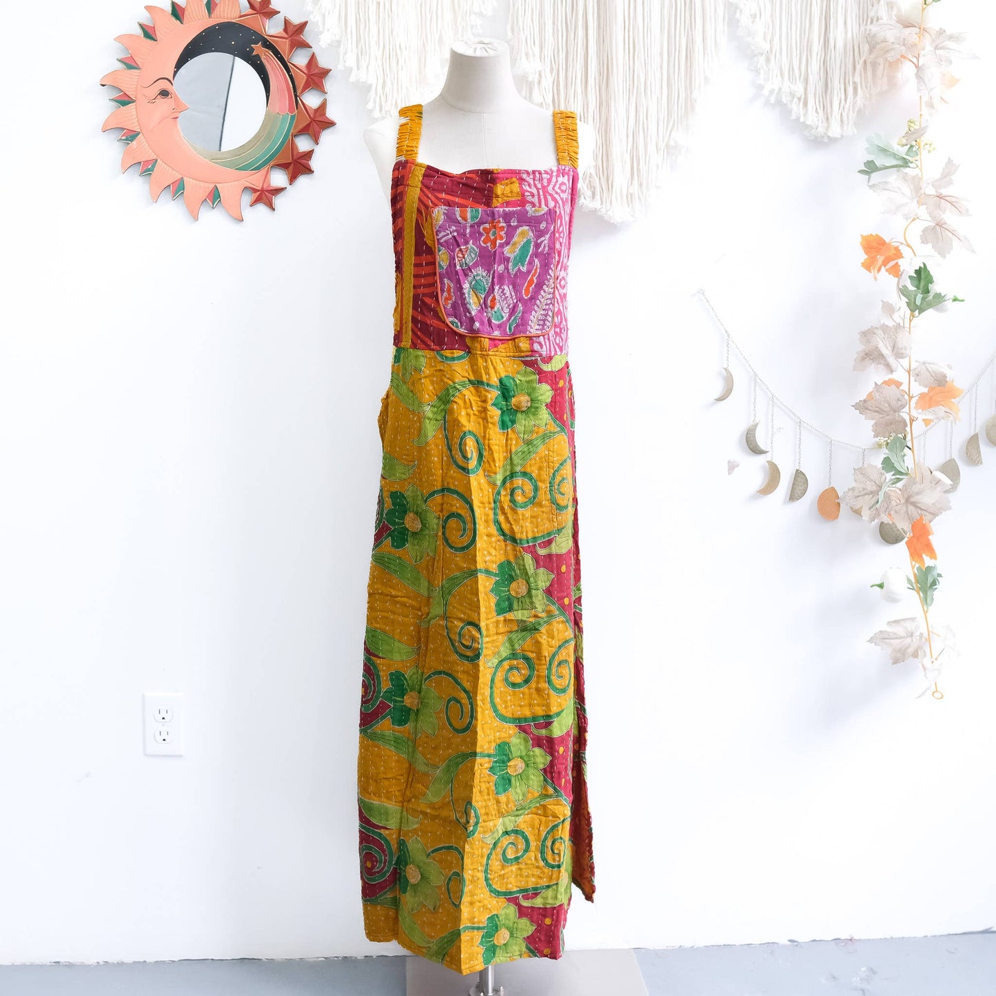 Handmade Kantha Upcycled Cotton Bib Dress