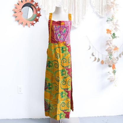 Handmade Kantha Upcycled Cotton Bib Dress