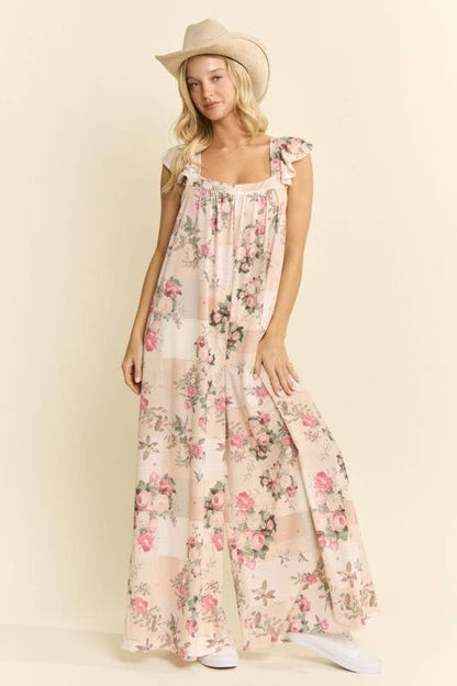 JADE BY JANE - CURVY VINTAGE GARDEN WIDE-LEG JUMPSUIT