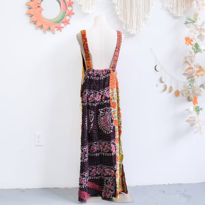 Handmade Kantha Upcycled Cotton Bib Dress