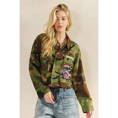 Veveret - Camo Sequins Contrast Jacket
