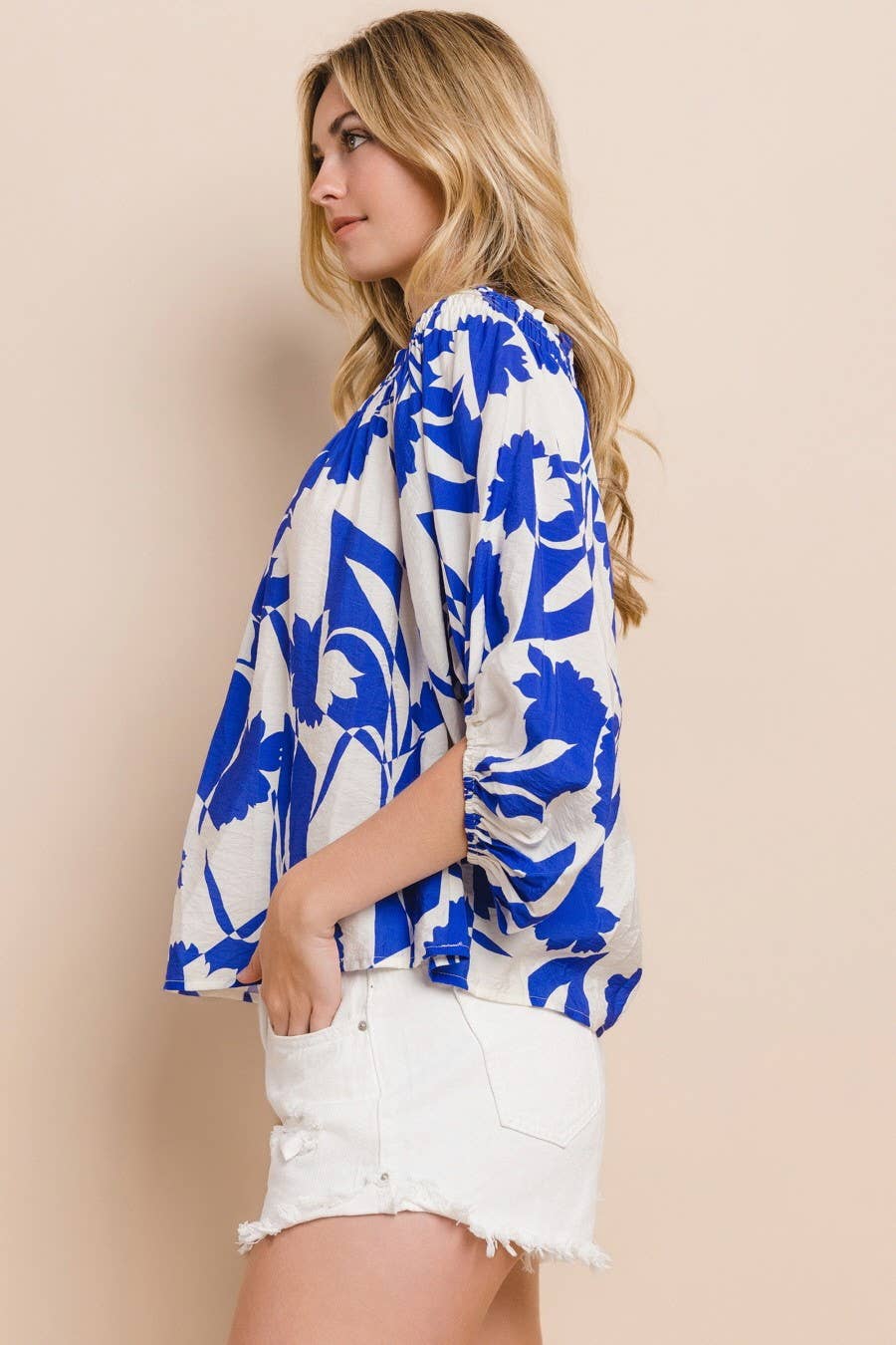 The Royal Leaf Printed Off Shoulder Blouse