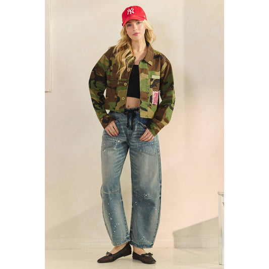 Veveret - Camo Sequins Contrast Jacket