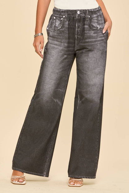 Charcoal- It's Zenim Not Denim! Wide Leg Pant