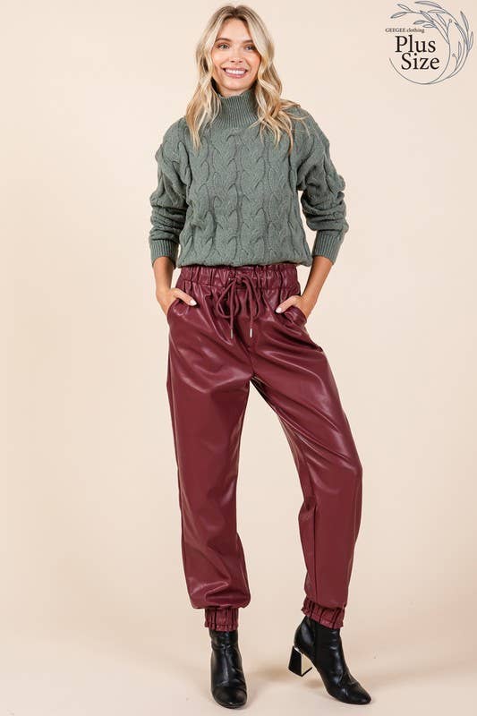 Faux Leather Jogger Pants