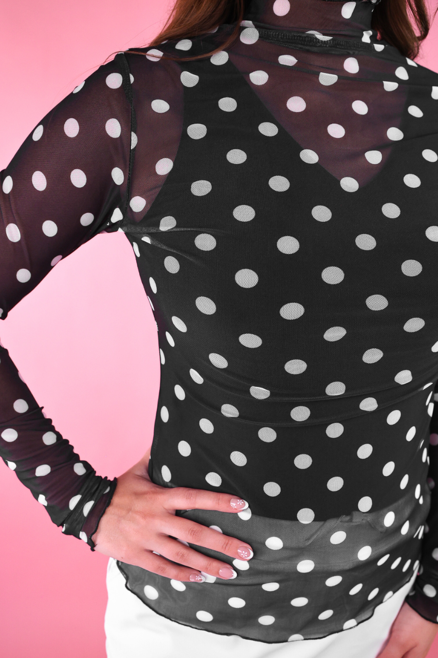 Jess Lea - Keigan Mesh Top- After Dark Polka Dot