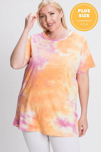 JADE BY JANE - ORANGE TIE-DYE LOVE IS KIND GRAPHIC T SHIRT